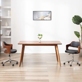 vidaXL Vidaxl - Silla De Oficina Giratoria Madera Curvada Cuero Sint&eacute;tico Negro