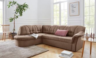Domo Collection Ecksofa »Pegnitz, elegante Rückensteppung, zeitlose Formensprache, L-Form« wahlweise mit Bettfunktion