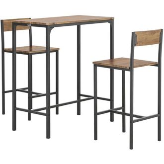 SoBuy Set Mesa Alta De Bar Y 2 Taburetes Con Respaldos De Estilo Industrial Es L89cm X D45cm X H100cm Ogt03-xl Sobuy Es