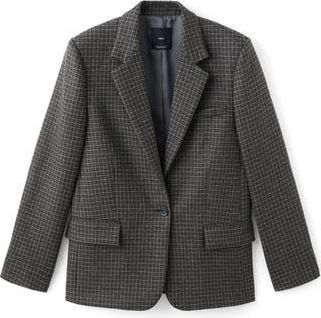 Mango Check Wool Blend Blazer in Grey at Nordstrom Rack, Size X-Small