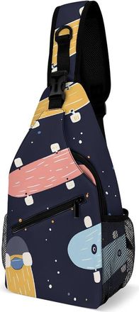 Generic Colorful Skateboards Mens Crossbody Chest Sling Bag for Travel Hiking Lightweight Shoulder Bags with Small Side