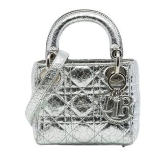 Dior Pre-owned Lady Dior Mini Bag - Dames - Pre-owned - Grijs - Maat: ONE Size Leer