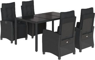 vidaXL Set De Muebles Jard&iacute;n 5 Pzas Con Cojines Rat&aacute;n Sint&eacute;tico Negro Vidaxl