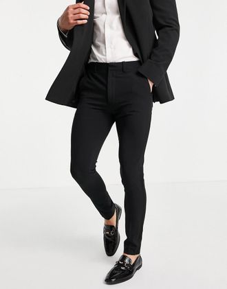 Asos super skinny tuxedo suit trousers in black