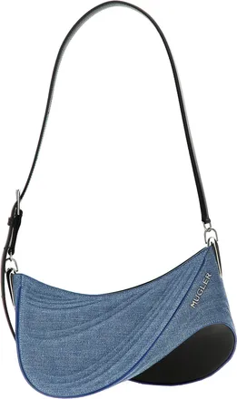 MUGLER Medium Denim Spiral Curve 01 Shoulder Bag