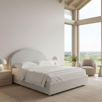 Dmora Dmora - Cama Matrimonial Dbonade, Cama Contenedor Con Revestimiento De Tela, 100% Made In Italy, Apertura Frontal, Adecuado Para Colch&oacute;n 160x190 Cm, B