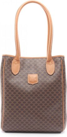 Celine Beige Brown Coated Canvas Leather Tote Bag (Pre-Owned)