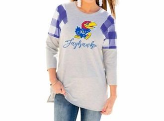 Gameday Couture University Of Kansas Get In Check Tunic In Grey/purple