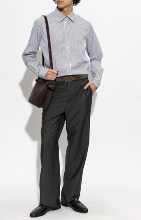 Valentino Garavani Wool Pleated Trousers, Mens, Grey