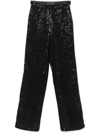 Styland sequined trousers - women - Recycled Polyester/Polyester - 40 - Black