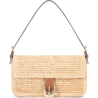 Staud Harlow Raffia Shoulder Bag in Natural/Tan at Nordstrom