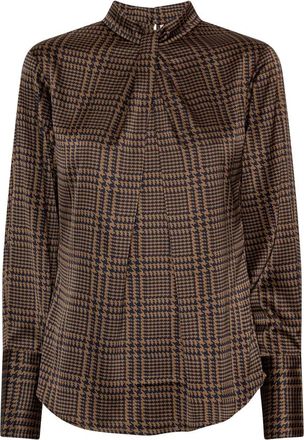 Karmamia Visgraat Blouse - Dames - Blouses - Bruin - S - Overhemden