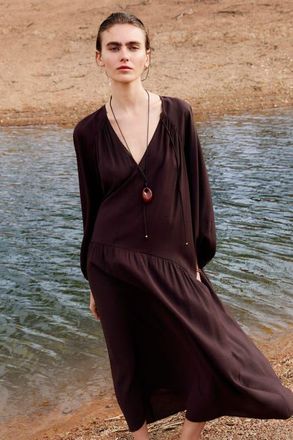 H&M Oversized Tunic Dress in Dark Brown at Nordstrom, Size X-Large