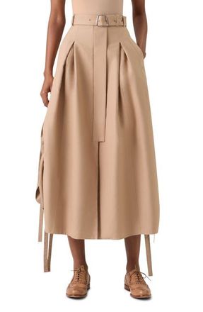 Akris Cotton Double Face Midi Skirt in Camel at Nordstrom, Size 12