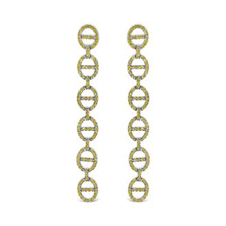 House of Brilliance Sterling Silver 1.0 Cttw Yellow Diamond Linked Circle Drop Earrings