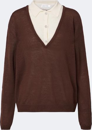 Aya Muse Eirae paneled linen-blend sweater