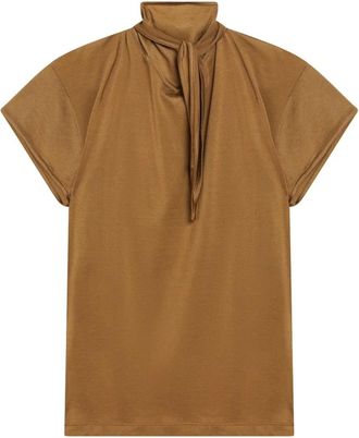 Christophe Lemaire Blouses, female, Brown, Size: L Short Sleeve Foulard Top
