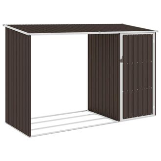 vidaXL Cobertizo De Jard&iacute;n Le&ntilde;a Marr&oacute;n Acero Galvanizado 245x98x159cm Vidaxl