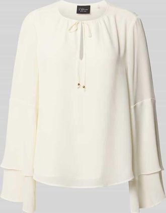 s.Oliver Black Label Regular Fit Langarmbluse mit Volantärmeln in Weiss, Größe 34