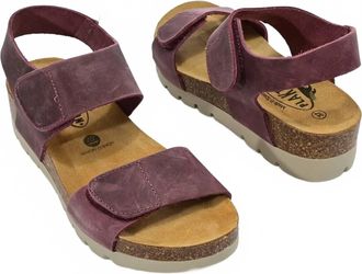 Plakton Womens Compi Leather Wedge Sandals In Bordeaux