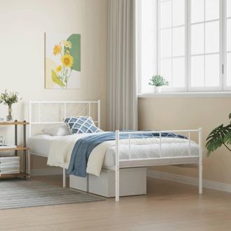 Berkfield Home Metal Bed Frame with Headboard & Footboard White 100x190 cm