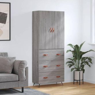 vidaXL Vidaxl - Aparador Alto Madera Contrachapada Gris Sonoma 69,5x34x180 Cm