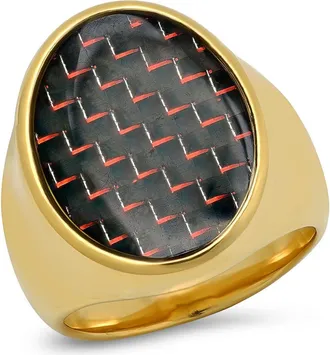 Steeltime Mens 18K Gold Plated Stainless Steel Resin Signet Ring at Nordstrom Rack, Size 10