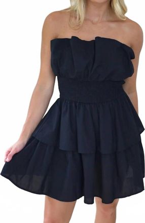 Glam Ruffle Tube Mini Dress In Black