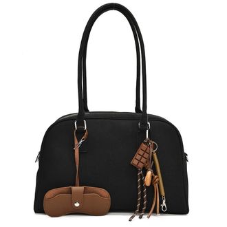 Generic Womens Leather Shoulder Handbag with Pendant Trendy Large Capacity Casual Tote for Work and Travel