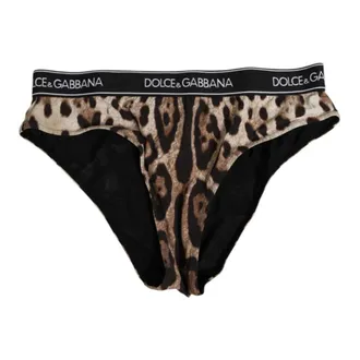 Dolce & Gabbana Bottoms, female, Brown, Size: S Leopard High Waist Panty Underwear