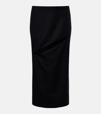 Jil Sander Gonna midi in lana e mohair con cut-out