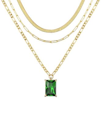 Liv Oliver 18K Plated 9.75 Ct. Tw. Green Quartz Drop Necklace