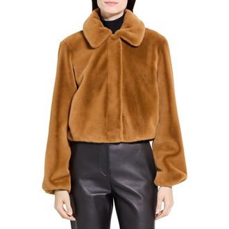 Theory Faux Fur Coat in Wood at Nordstrom Rack, Size Small