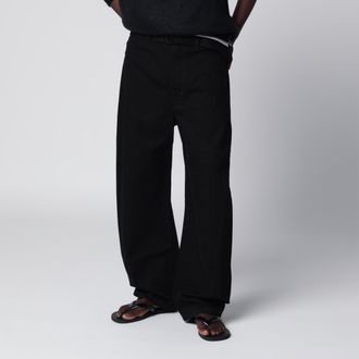 Christophe Lemaire Pantaloni con cintura neri in cotone