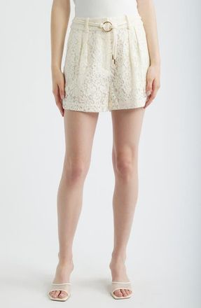 Reiss Lori Pleat Lace Shorts in White at Nordstrom, Size 10 Us