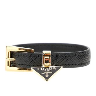 Prada Saffiano leather bracelet with logo charm Woman M