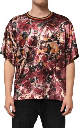 Dolce & Gabbana Multicolor Polyester Marble Print Oversize Mens T-shirt