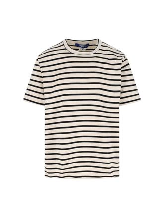 Junya Watanabe Cream Horizontal Stripe Cotton T-shirt