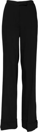 Dolce & Gabbana Wide Trousers, female, Black, XS, Luxury High Waist Flared Wool Trousers