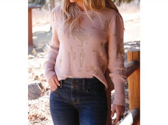 Cruel Girl Long Sleeve Pullover Knit Sweater In Pink