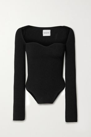 Khaite Felpa In Maglia A Coste Maddy - Nero