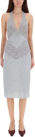 Gucci Grey Lace Halter Neck Midi Dress