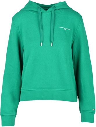 Tommy Hilfiger Cropped Hoodie - Dames - Hoodies - Groen - XL - Katoen - Hoodies & sweatvesten