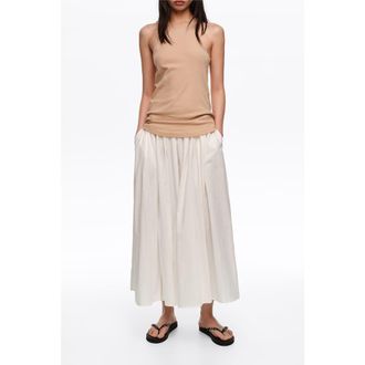 Bimba & Lola Gathered Voluminous Cotton Skirt in White at Nordstrom, Size X-Small Eu