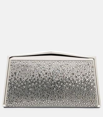 Elie Saab Jolie Swarovski-embellished suede clutch