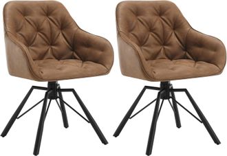 Woltu Woltu 2x Sill&oacute;n/silla De Comedor Acolchado Giratorio 360&deg; Moderno Para Sala De Espera En Elegante Pu Con Reposabrazos, Marr&oacute;n Claro