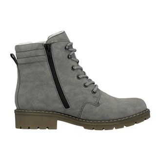Rieker Gevoerde veterenkellaars - Dames - Schoenen - Grijs - Maat: 38 EU Synthetisch