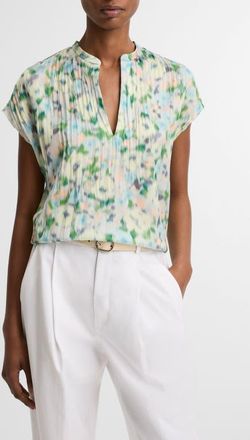 Vince Painted Garden Cap Sleeve Top in Herb Petal at Nordstrom, Size Xx-Small