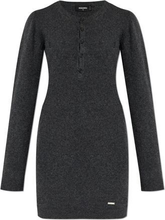 Dsquared2 Wollen Jurk - Dames - Korte kleedjes - Grijs - M - Wol - Kleedjes