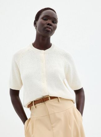 Contemporaine Womens Short raglan-sleeve shaker-rib Cardigan Sweater